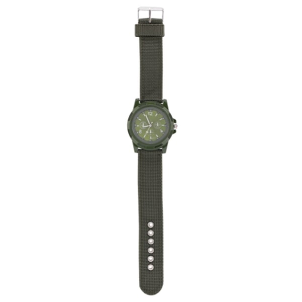 Elektronisk analogt armbåndsur Rund nylonrem Militært armbåndsur (Army Green)-+