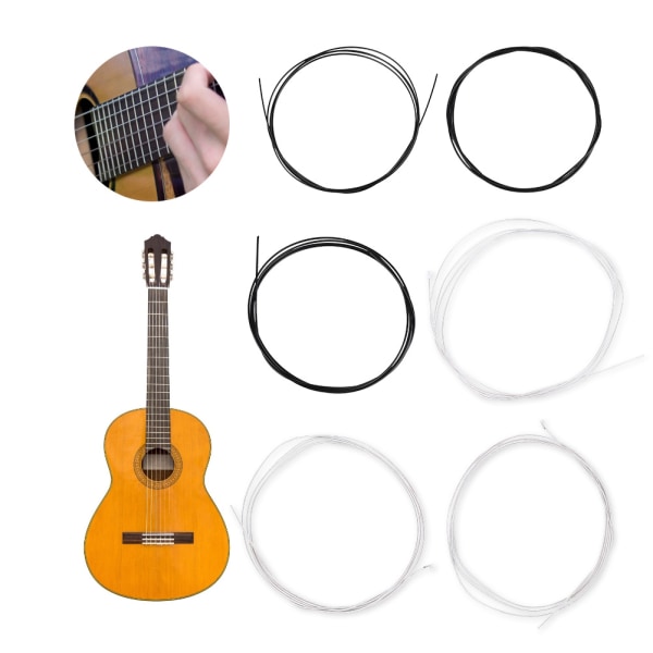 Gitarrsträng för Klassiska Gitarrer Musik Instrument Tillbehör Del (Svart & Vit)