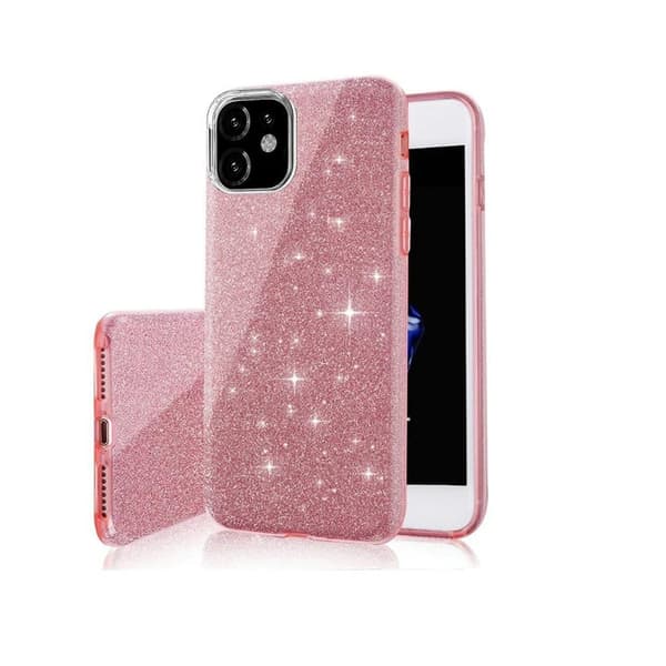【BEMS】Kompatibel med iPhone 12 Mini - 3-i-1 Glitrende Elegant Mykt Deksel Rosa pink
