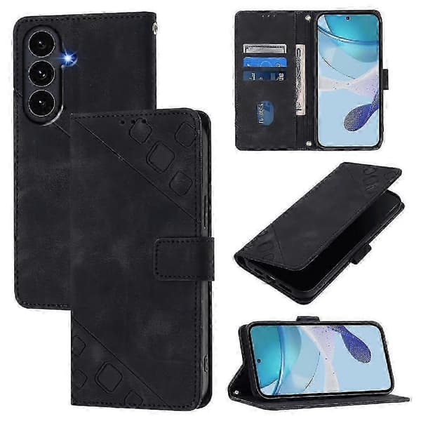 Samsung Galaxy S25 FE Plånboksfodral med magnetisk stängning, PU-läder, 3 kortfack, stativ, stötsäker black