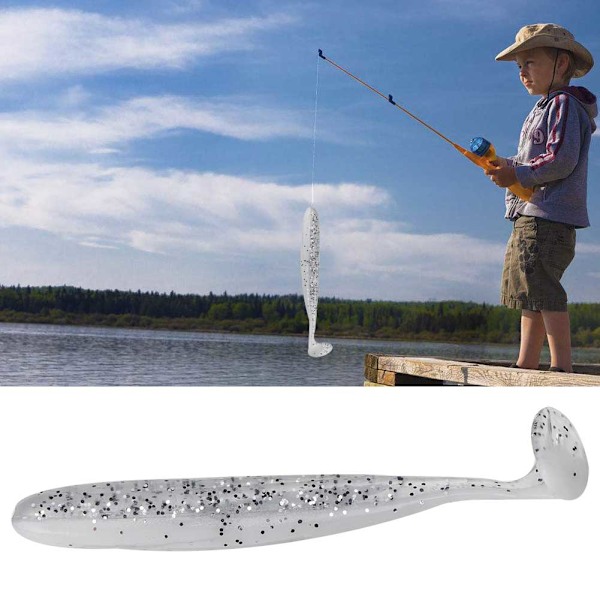 20 st 7,5 cm Mjuka Plastfiskebeten T-svans Grub Worm Bete Fisketackel Tillbehör (Vit)