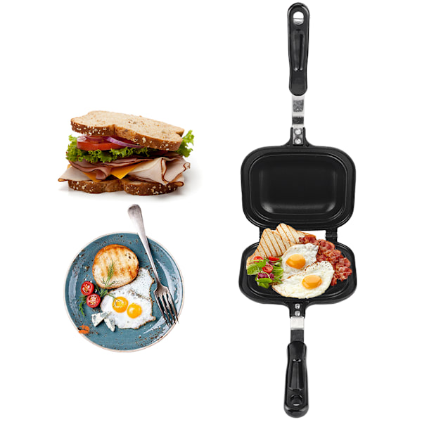 2-i-1 Nonstick Dobbeltsidig Stekepanne og Sandwichtoaster