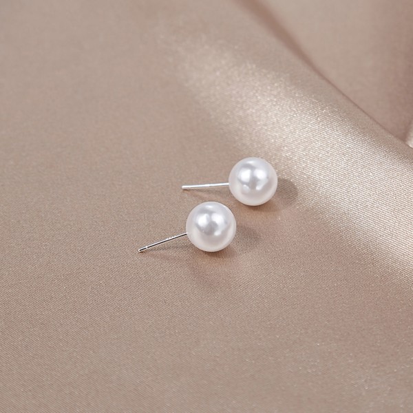 Perle ørestikker 8 mm klassisk stil polerede kortfattede øreringe øreringe til kvinder Tøj Matchende feriegave E4567 2 Diameter 10 mm /