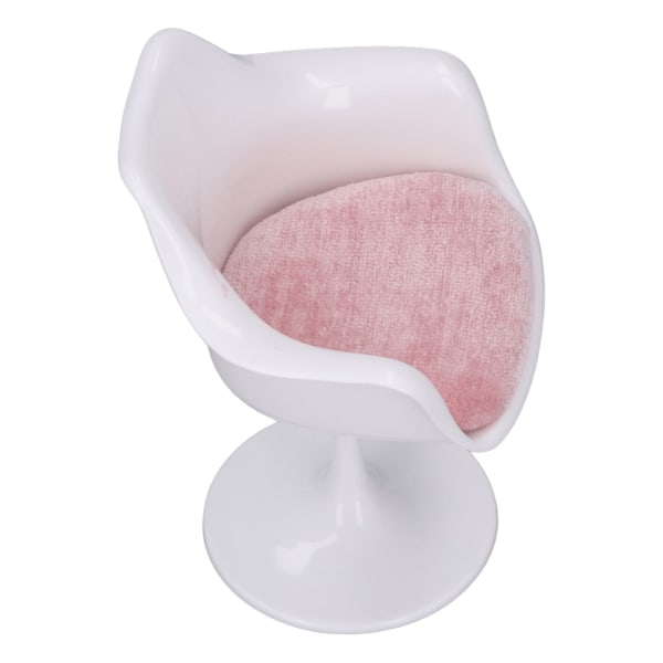 Dukkehus kontorstol ABS Hvid Pink Runde fødder Casual Roterbar stol til 1:6 dukkehus med armlæn