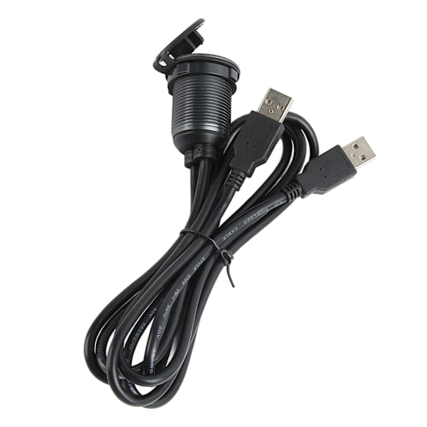 2 porter dobbel USB 2.0 hann til USB 2.0 hunn 1 meter 480 Mbps profesjonell plug and play USB dashbordmonteringskabel med LED-lys
