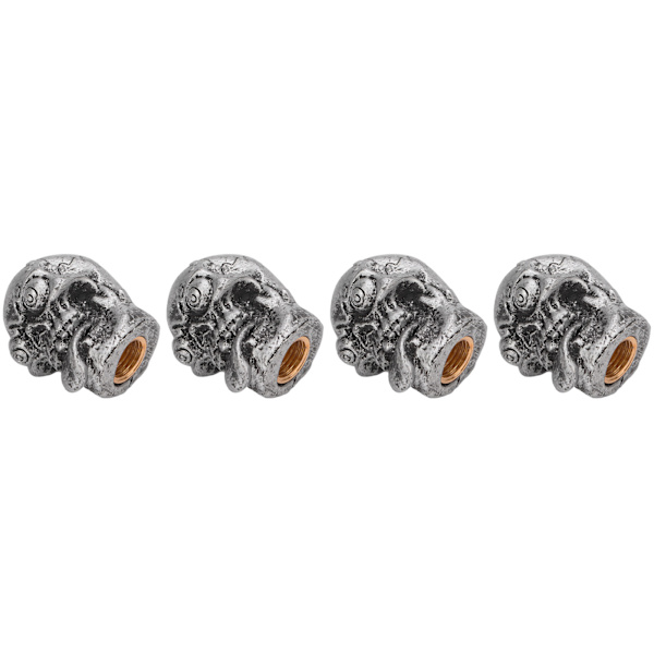 4st Däckventilkåpa Set Skull Style Dammtät Universal för bilar Cyklar SUV Lastbilar Motorcyklar Silver