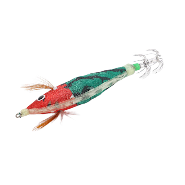 Fiskesquid Jiggs Agnsquid Jigg Kroken Hard Fiskeagn Med Lysende Effekt For Havbåt Elv Dam Fiske Rød Hode Mørkegrønn Kropp
