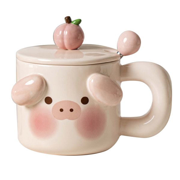 TIMH tegneseriekaffekrus med skjelokk Søt nydelig dyreform melkekoppkrus for kontorskole gristype