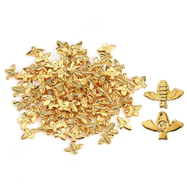 TIMH 100 st/påse Metall Bin 3D Nageldekoration Metall Stick Guld Silver Nageldekor Manikyr Guld