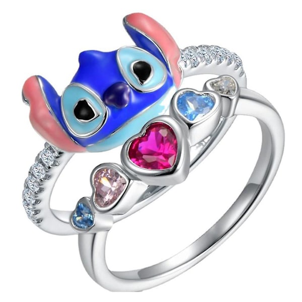 Lilo & Stitch Ring med Glitrende Hjerte - Smykke til Kvinner og Jenter - Gave
