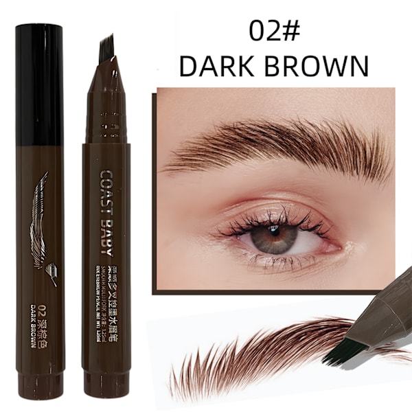 【BEMS】Waterproof Dual-Function Eyebrow Pencil with Versatile Brush Head – Waterproof and Long-Lasting Mörkbrun-1