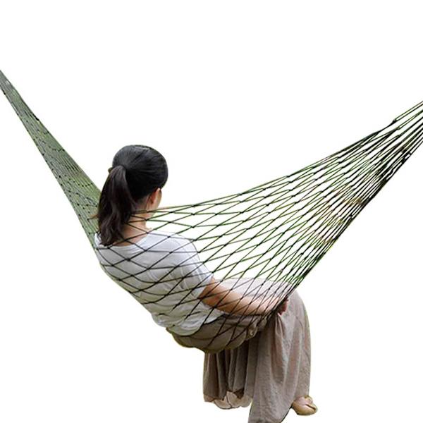 Udendørs Nylon Nettovæv Hammock Behagelig Hængende Seng til Udendørs Camping