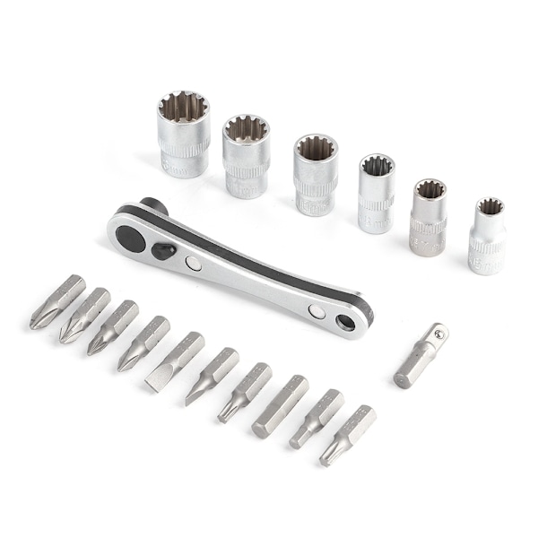 18 i 1 Mini 1/4in Spärrnyckel Skruvmejsel Bit Set Multifunktions bilreparationsverktyg