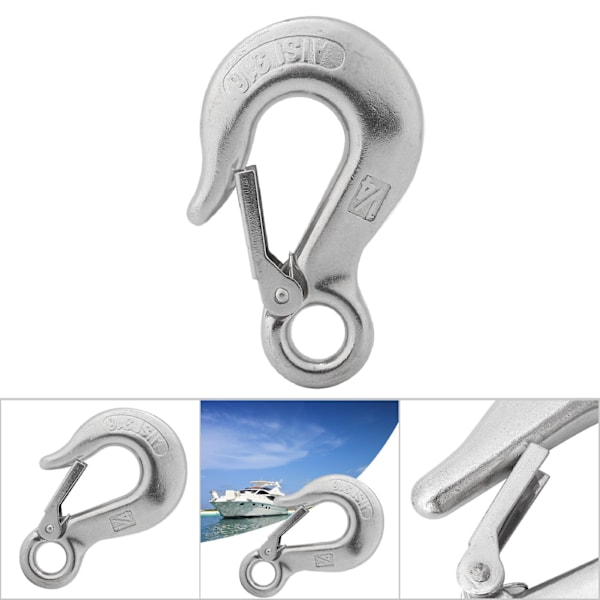 Hållbar Clevis Slip Hook i Rostfritt Stål med Säkerhetslås Tillbehör för Roddbåt Kajak 1/4\"