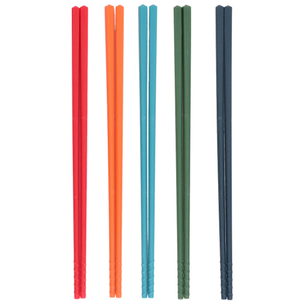 5-delt Sæt af Silikon- og Rustfrit Stål Spisepinde - 24 cm, Anti-Slip, Genanvendelige Køkkenbestik