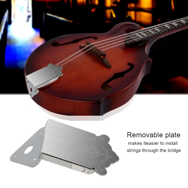 Mandolin Gitarr Stjärtstycke med Skruv Instrument Ersättningstillbehör (Silver)