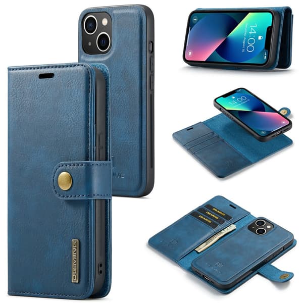 DG.MING 2-i-1 Magnetlommebok Kompatibel med iPhone 15 Blå