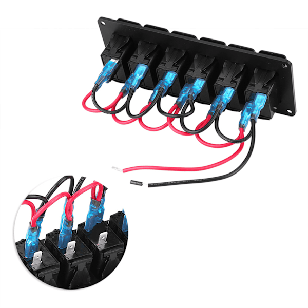 12-24V 6 Gang Rocker Switch Panel til Bil RV Båd Yacht Marine Blå LED