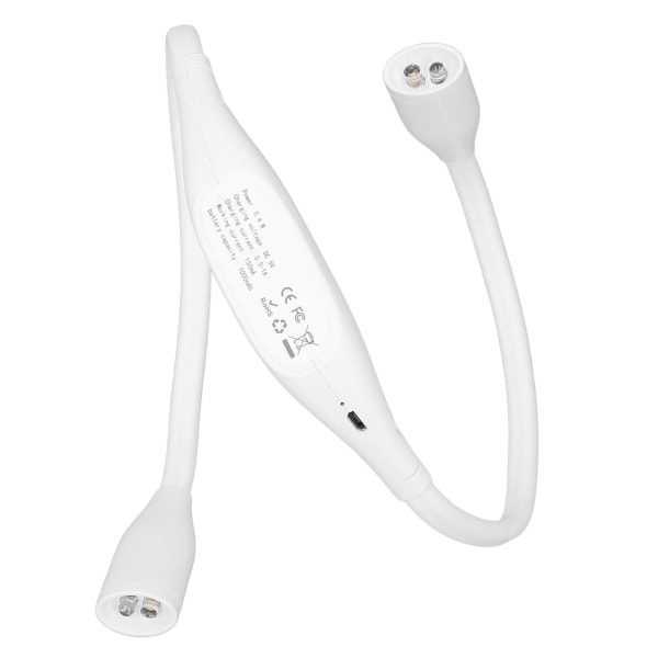 Halsljus USB uppladdningsbar 3 ljusstyrkanivåer 360° Flexibel LED-halsläslampa för löpning ReparationVit /