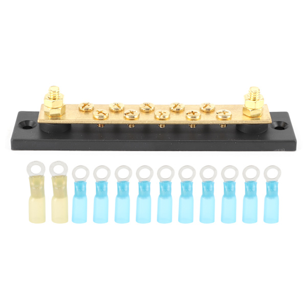Integreret samleskinne Board Dual Rad 10 Position M6 Terminal Stud 150A DC 48V til Lastbil Bil Yacht Båd