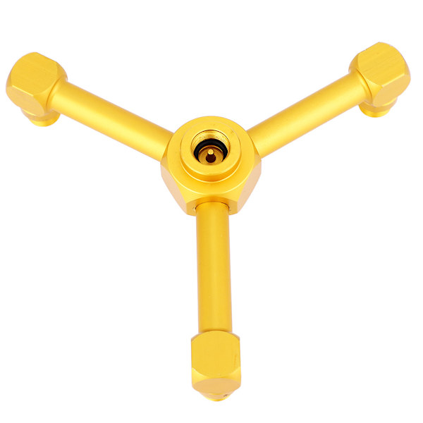 3-i-1 Gassplitter for Lanterne, Aluminiumslegering, Utendørs Campingkomfyr Gassbeholderadapter (Gull)