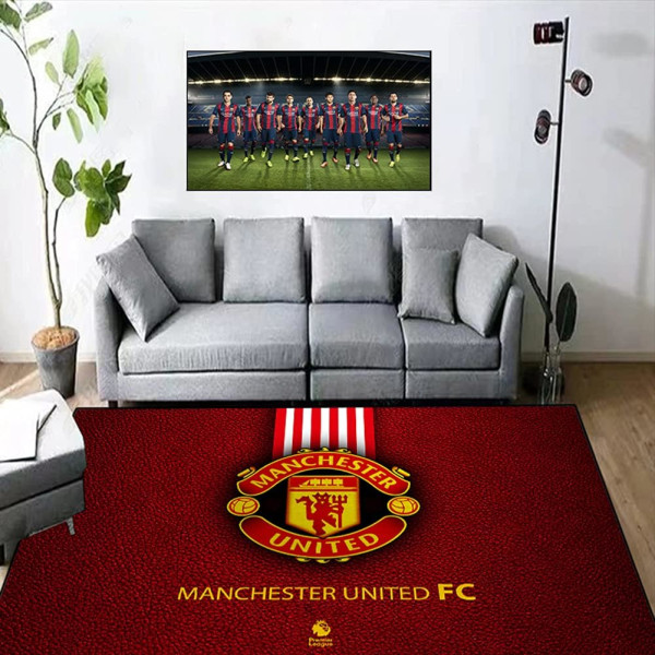 Manchester Football Team Tæppe Logo Område Tæppe Skridsikre gulvmåtter Dørmåtter Manchester United tæppe til indendørs og udendørs soveværelser 60x90cm