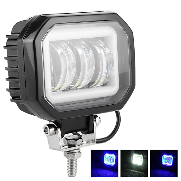 LED-työvalo 3,5 tuumaa 6000K 30W Vedenkestävä Neliö Angel Eyes -lamppu Autolle ATV-veneelle Offroad-ajoneuvolle (Sininen valo)