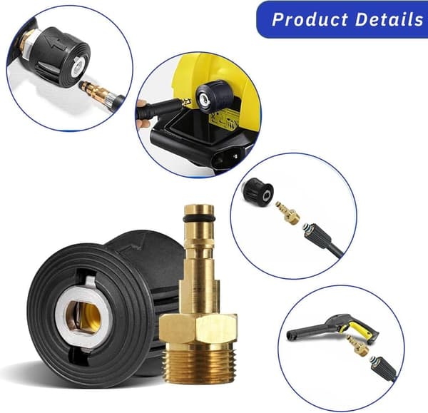 Højtryksrenseradapter - M22 14 mm lynkoblingsadapter til Karcher K2-K7 - lynudløseradapter