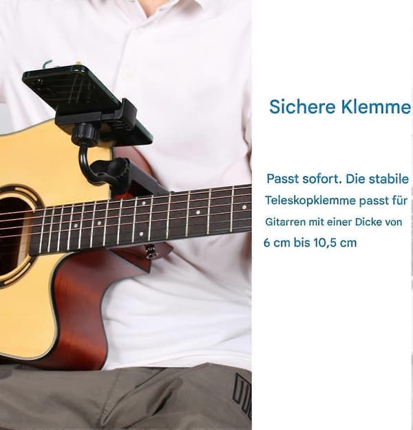 Gitarr Smartphonehållare Gitarrtillbehör Smartphoneklämma Kompatibel med Streaming Inspelning Avkoppling på språng