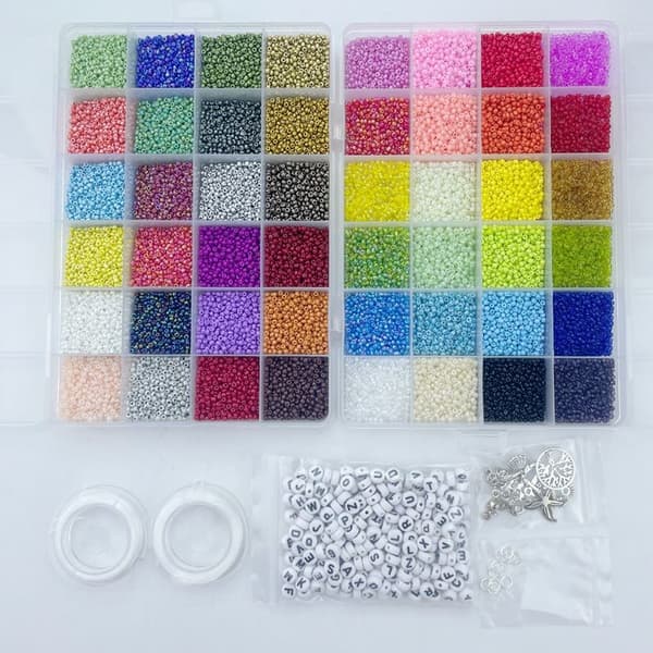 【BEMS】Fröpärlor / Rocailles Pärlor Kiera Kit - KREA DIY Smyckeskit med Olika Pärlor - 35000 st