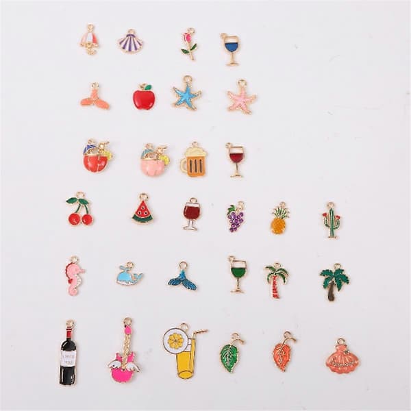 30 Wine Glass Charms with Stem Markers for Drink Identification, Beach Theme 2PACK