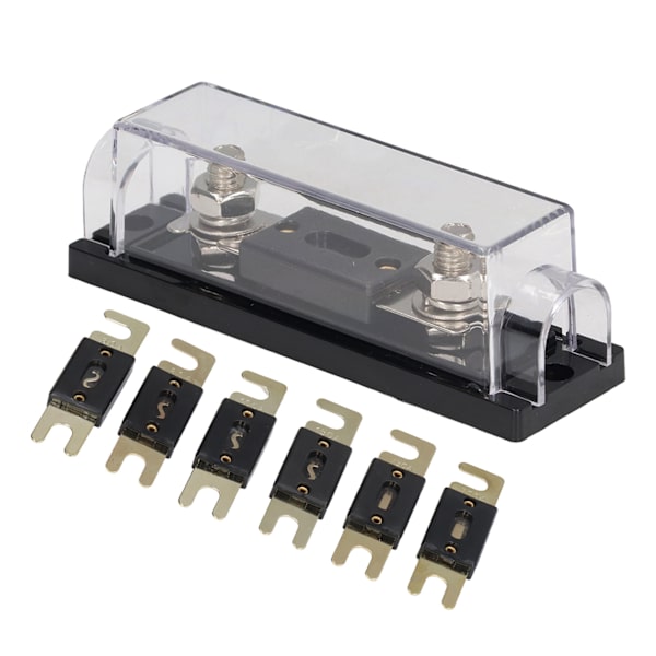 6 stk ANL sikring med sikringsholderblokk 60A 80A 100A 150A 250A 300A for bilbåtlydstereo