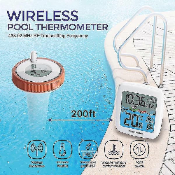 Vandtæt swimmingpooltermometer 3 kanaler trådløs forbindelse LCD digitalt termometersæt Czech Republic