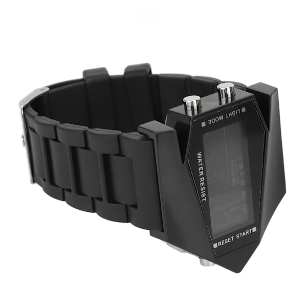 Sportklocka med elektronisk display, datumvisning, alarmfunktion, flygplansdesign, vattentät, LED-elektronisk klocka för pojkar, svart