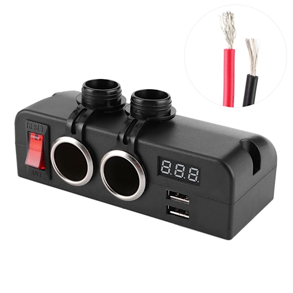 Savukkeensytyttimen jakaja 3 in 1 Monitoiminen USB-autolaturi Volttimittari Virtalähde