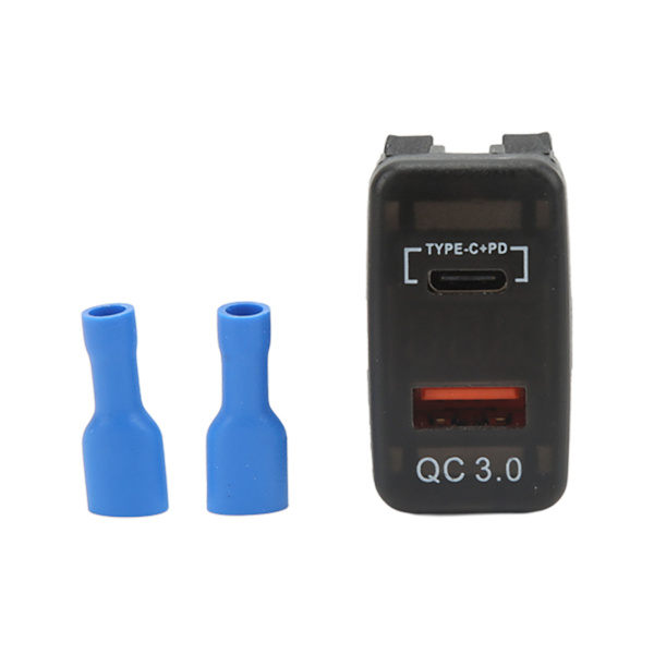 Rocker Switch Style Dobbelt USB Billader Hurtigopladningsstik Med Blå Voltmeter Universal til RV
