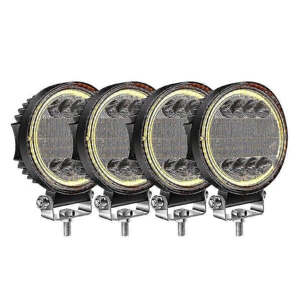 4x LED-arbeidslys med runde, ravfargede spotlights og tåkelys for terreng-SUV musta