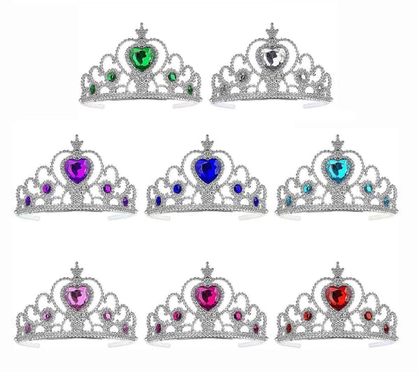 Sæt med 8 børneprinsesse-tiara-kroner til piger