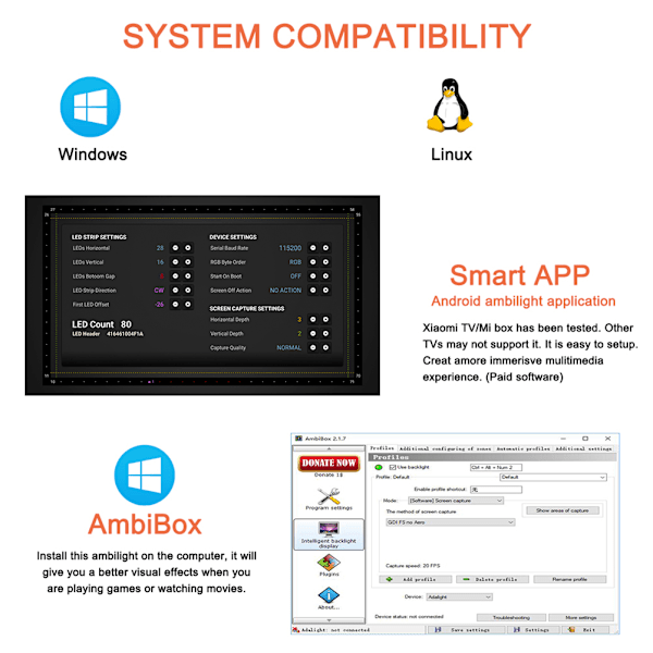 LED-Strips Smart LED-Strips TV PC Baggrundsbelysning Computermonitor