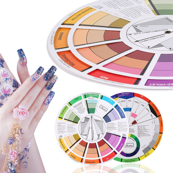 TIMH Professional Mix Guide Round Tattoo Nail Pigment Fargehjul Papirkortrekvisita