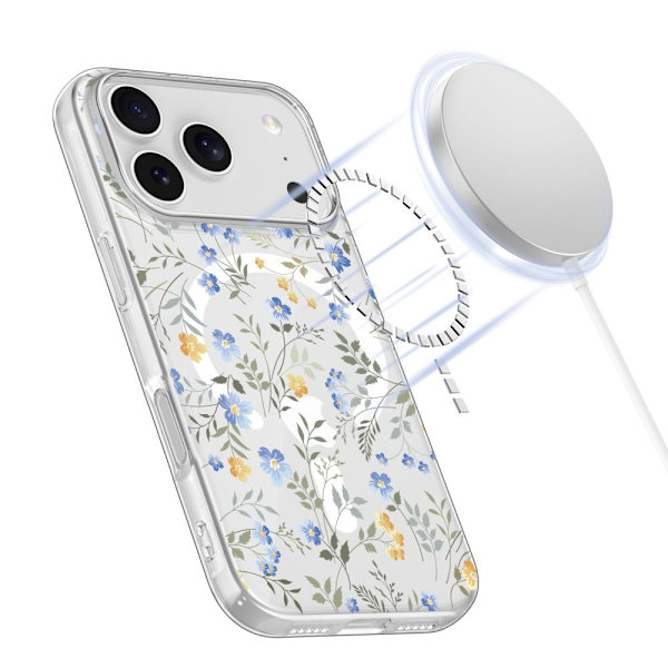 【BEMS】Tech-Protect Compatible with iPhone 17 Pro Case MagSafe FlexAir Spring Flowers Transparent Termoplastisk polyuretan (TPU)