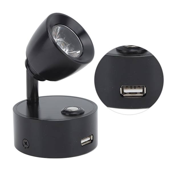 Læselampe til autocamper LED indendørs sengelampe Båd Yacht USB Genopladelig Justerbar Touch Lampe DC12 til 24V Sort
