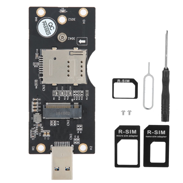 TIMH M.2 til USB 3.0 Adapter Riser Card med SIM-kortspor Datamaskintilbehør Nøkkel B NGFF