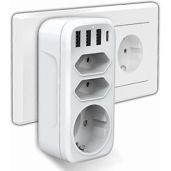 USB-uttag 7-i-1 med 3 uttag, 3 USB-laddare, 1 typ-C-port[BEMS]