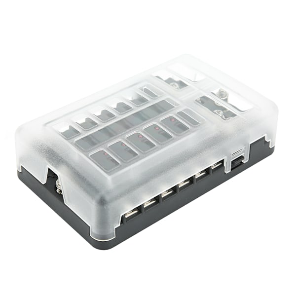 12-vejs sikringsboks Bilbåd Vandtæt sikringsholder Blok M5 Stud med LED-indikator 12V-32V