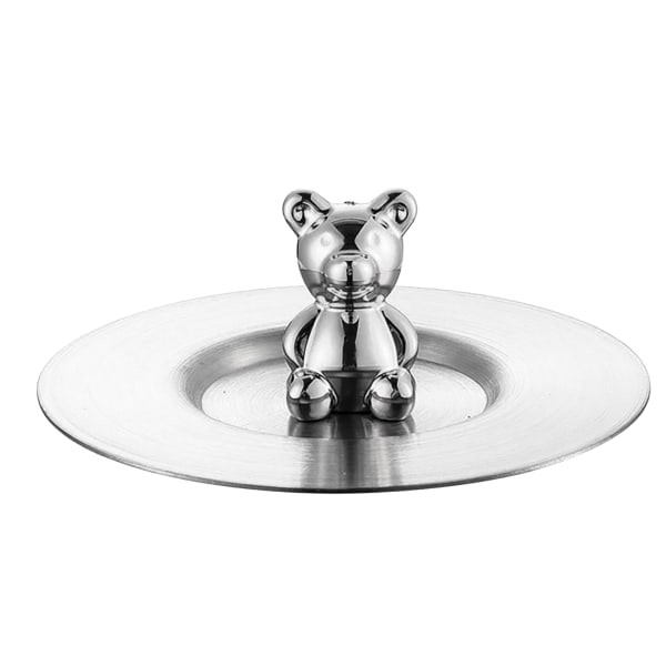 TIMH Cute Bear Cup Deksel Rustfritt stål Støvtett avrundede kanter Glanset overflate Kunstnerisk kopplokk til krus Glasskopp Sølv