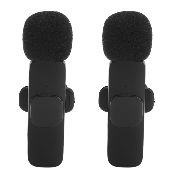 Trådløs Lavalier Lapel Microphone 1 for 2 3,5 mm automatisk støyreduksjon klips på mikrofon for livestreaming ++