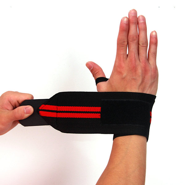 1 st Handledsskydd med Tumstöd för Viktlyftning Gym Vindande Handledsband (Svart & Röd)