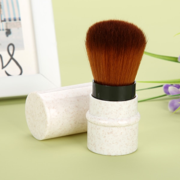 Kort Marmorering Makeup Foundation Brush Strækbart håndtag Blusher Powder Brush Beige++/