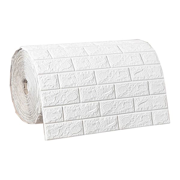 Faux mursteinveggpaneler Moderne skumtapet Kompatibel med baderomsvask White